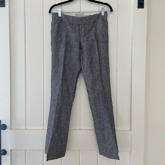 Banana Republic Size 2 PETITE Gray Linen Cotton Career Office Work Pants - Picture 1 of 8